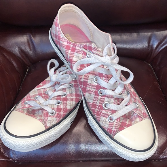 Converse Shoes - Pink & White Plaid Converse All Stars